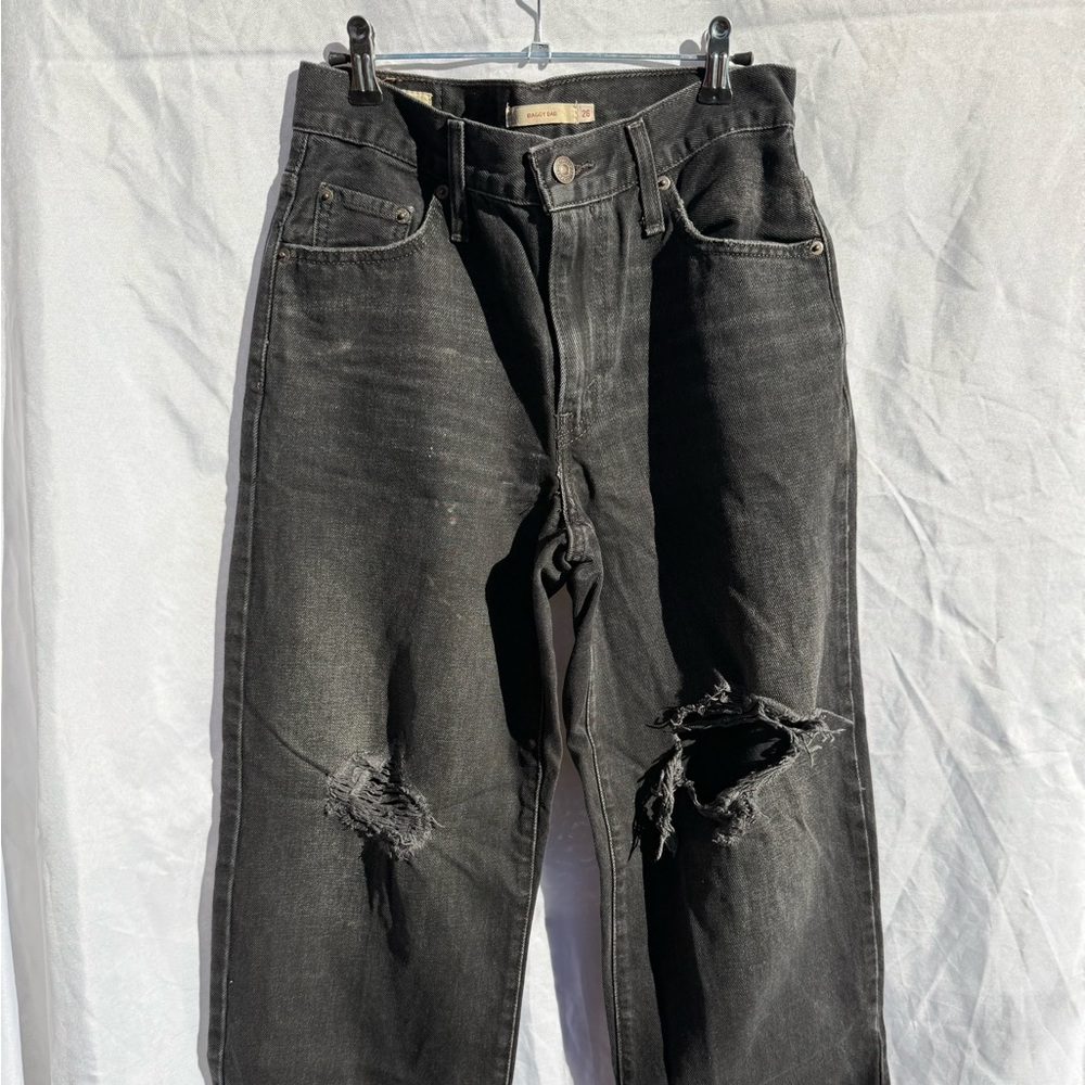 Levi's Black Distressed Boyfriend Jeans
